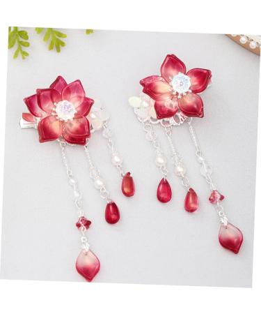 FAVOMOTO 3 Pairs Hair Accessories Flower Hairpin Chinese Tassel Hair Clip Lady Hairpins Hair Clips Accessories Japanese Flower Hair Clip Pearl Tiara Crystal Chinese Style Child Safflower - Buy Online on GoSupps.com