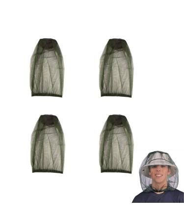 4 Pack Premium Mosquito Head Net Mesh Hat Face Netting Lightweight Durable Protective Cover Fly Insects Bugs Preventing for Camping Hiking Fishing Outdoor Activity