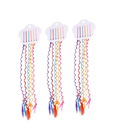 FRCOLOR Boho Decor 3sets Decorative Hairpin Ponytail Extension Cosplay Hair Wig Hair Streak Clip Braided Wigs Fake Ponytail Hair Clip Colored Wigs Birthday Hair Clip Issue Card Women's