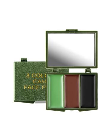 Wootapson 3 Colors Camouflage Cream Face Blush Cream Camouflage Body Makeup Party Makeup (Black Green Brown) Ideal for Outdoor Face Makeup Includes Mirror