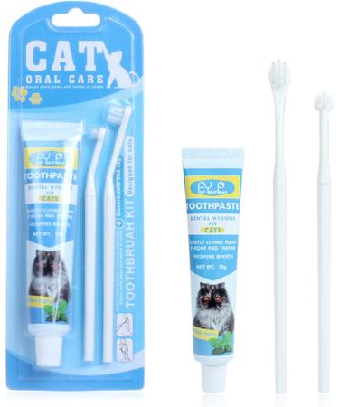 Pet Toothpaste Toothbrush Kit Long Handled Ultra-Soft Bristle Toothbrush Pet Cat Teeth Care Cleaning Cat Cleaning Kit - Buy Online on GoSupps.com