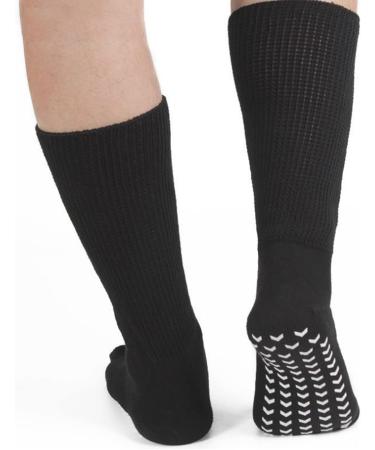 Extra Wide Diabetic Socks | Anti-Slip Bottom | Soft Cotton Foot Care Socks for Swollen Feet | Black - Buy Online on GoSupps.com