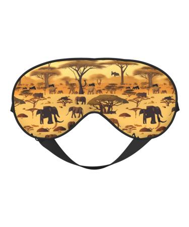 African Grassland Animals Unisex Elastic Adjustable Buckle Design Blackout Sleep Eye Mask for Home Travel Yoga Office Nap