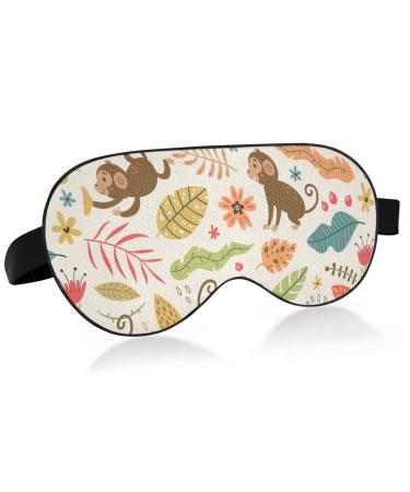 Haskirky Light Blocking Eye Mask Breathable and Adjustable Adult Men and Women Travel on Business Trips Yoga Meditation Light Smooth Comfortable Eye Mask Office Deep Sleep Goodies Cute Monkeys