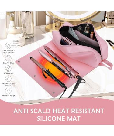 2 in 1 Hair Tools Travel Bag - Heat Resistant Silicone Mat for Flat Irons Curling Irons & Hair Dryers - Oversize Portable Styling Essentials for Women - Buy Online on GoSupps.com