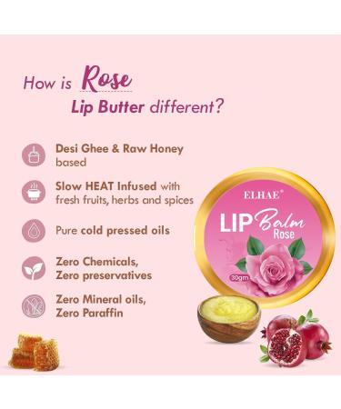 Moisturizing Lip Balm with Organic Oils Made With Desi Ghee| Glossy Sheen - Rose Flavor | Rich Buttery Texture for Ultimate Hydration & Protection | All-Natural Ingredients - 30g - Buy Online on GoSupps.com