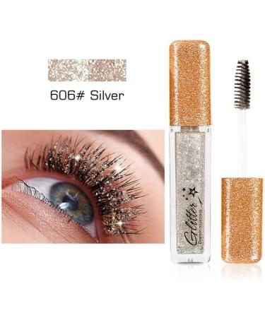 Glitter Mascara Diamond Sparkling Colorful Mascara anti-smudge sparkling colorful eye makeup tool suitable for wedding stage music festival (Silver white) - Buy Online on GoSupps.com