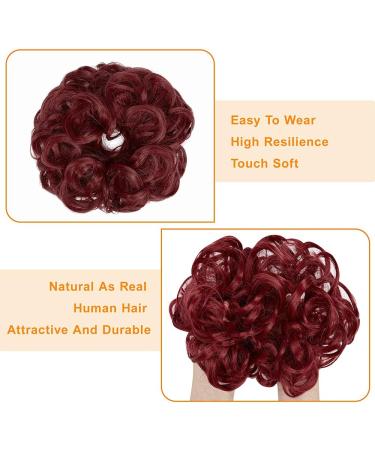 Dark Red Messy Bun Hair Piece Set for Women - Thick Updo Scrunchies Ponytail Hair Extension Accessories (2 PCS) - Buy Online on GoSupps.com