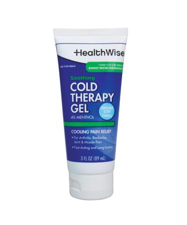 HealthWise Soothing Cold Therapy Gel | 4% Menthol | Vanishing Scent | 3.0 Oz | Arthritis Pain Relief | Topical Analgesic