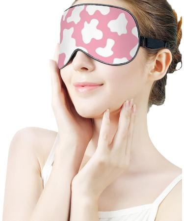 Buy Pink Cow Print Sleep Mask for Women | Adjustable Eye Shades with Elastic Strap - Perfect for Travel & Relaxation - Buy Online on GoSupps.com