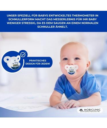 Mobiclinic Pacifier Thermometer for Babies | Digital Fever Thermometer with LCD Display & Alarm | Soft & Precise European Brand - Buy Online on GoSupps.com