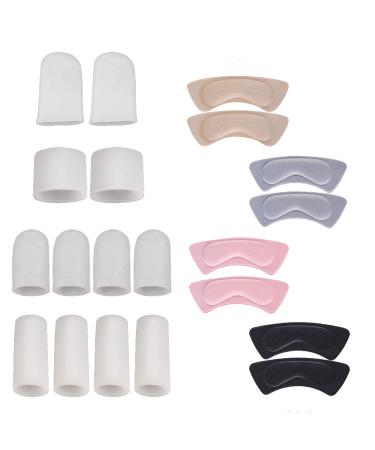 20 pcs Gel Toe Cap and Heel Grips Liner PyyxZjup 12 pcs 2 Sizes Silicone Toe Protectors Guards Toe Cover Sleeves for Feet 8 pcs Back of Heel Cushion Pad Sticker from Rubbing Ingrown Toenail Blister