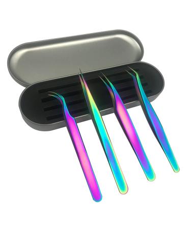4-part eyelash tweezers set incorrect eyelash extensions clip pliers eyebrow tweezers for hair nail art soldering (argento size: 4 pieces)