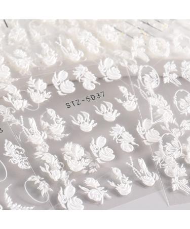 5D Embossed Nail Art Stickers: Engraved Flowers, Butterflies, French Tip Designs - 6 Sheets Summer Decals for Acrylic Nails - Buy Online on GoSupps.com