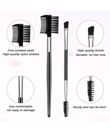 2 in 1 Eyebrow Brush Set Double-Sided Eyeliner & Makeup Tools 2 Pieces Eyes Makeup Brush & Comb for Perfect Brows - Buy Online on GoSupps.com
