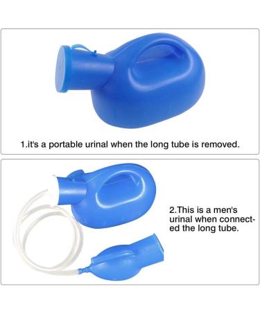 Leakproof Urinal Unisex Urine Bottles for Men Women Urinal Pee Bottle Portable 2000 ML with Female Adapter for Hospital Camping Car Travel With Extension Tube Blue - Buy Online on GoSupps.com