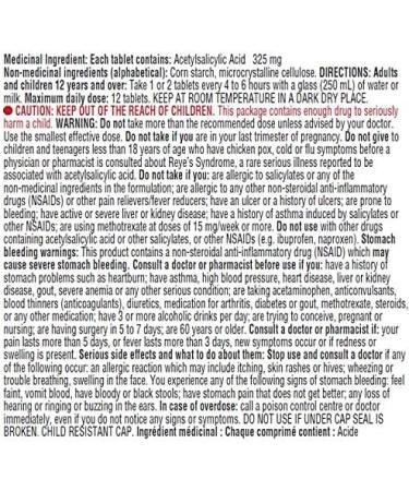 Stanley Pharmaceuticals Asa Capsules Pain and Fever Relief 325mg 100 Tablets - Buy Online on GoSupps.com