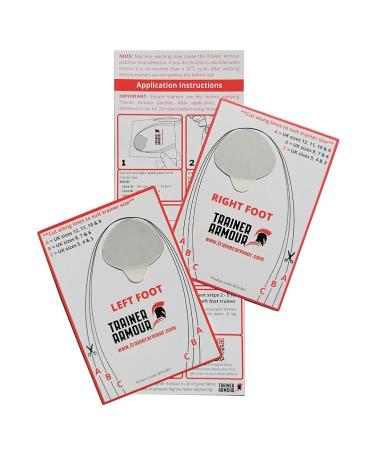 Trainer Armour - Big Toe Hole Preventer for trainers running shoes and fabric footwear. Self-adhesive patches with a clever applicator. Strong and unnoticeable when fitted. Also for footwear repair