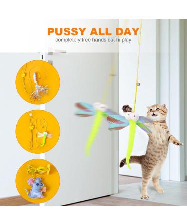 Hanging Cat Toys for Indoor Cats - 3 Pack Retractable Exercise Toy Set - Interactive Kitten Hunting Toys for Door - Bouncing Rope Included - Buy Online on GoSupps.com