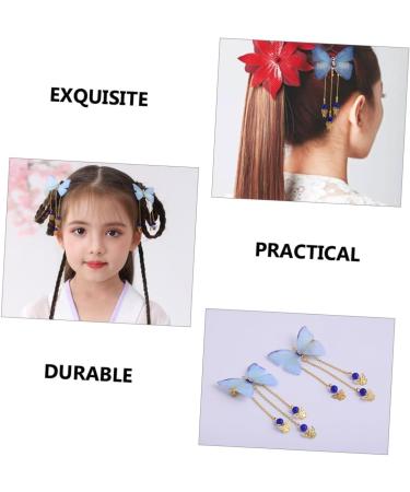 minkissy 4 Pairs Hanfu Butterfly Headdress Kids Barrettes for Hair Tassel Hair Clips Metal Side Hair Barrette Hair Barrettes Kid Hair Accessories Butterflies Clips Alloy Child Hairpin Fairy - Buy Online on GoSupps.com