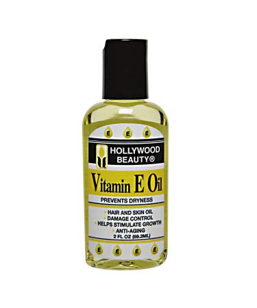Hollywood Beauty Vitamin E Hair & Skin Oil 2oz Bottle Prevents Dryness for Hair and Skin Stimulates Healthy Hair Growth Repairs Damaged Skin Anti-Aging