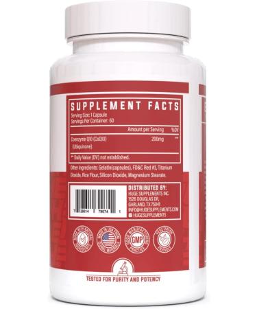 Buy Huge Supplements CoQ10 - 200mg Coenzyme Q10 for Heart Health | High Potency Antioxidant Supplement (60 Capsules) - International Shipping Available - Buy Online on GoSupps.com
