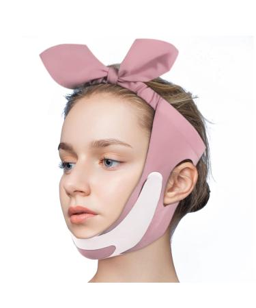 V Line Lifting Face Mask  Reusable V Shaped Slimming Face Strap  Chin Up Mask Face Lifting Belt  Sagging Skin Face Lift  Double Chin Reducer  Chin Mask Lift  Facial Lift Belt for Women (Pink)
