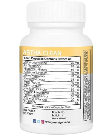 Astha Clean Capsules | 500mg Ayurvedic Respiratory Wellness Supplement - Buy Online on GoSupps.com