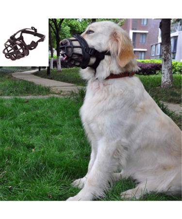 Jyhy Silicon rubber basket muzzle for dogs anti-chewing bite barking soft adjustable breathable safety mask for small medium-sized dog mouth cover black 5 5#(34-37cm) black