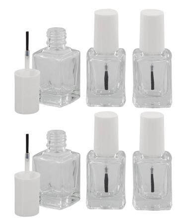 Kosmetex Empty Nail Polish Bottles with Brush - Crystal Clear 13ml 6 Pack Self-Filler White Cap - Ideal for DIY Nail Art - Buy Online on GoSupps.com