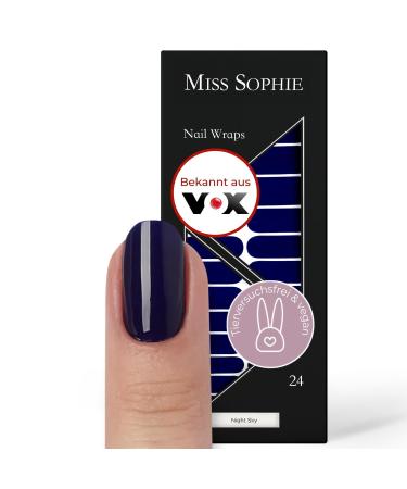 Original Miss Sophie Nagel films Night Sky I 24 Ultra-D nne Nail polish stripes single-colored in blue I for finger & toenails I sticks to natural and painted acrylic gel & shellac nails Night Sky 24