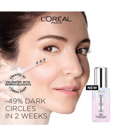 L'Or al Paris Glycolic Bright Dark Circle Eye Serum | 3% Glycolic Niacinamide & Vitamin Cg - 20ml | International Shipping - Buy Online on GoSupps.com