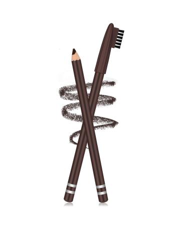 2 Packs Eyebrow Pencils with Soft Brush 2-in-1 Long-lasting Water-proof Sweat-proof Brow Pencil and Brow Brush Eyebrow Shaping and Filling Pencil Makeup Tool (Dark Brown)