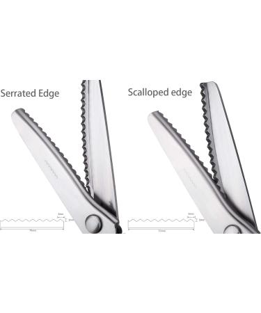 Pinking Shears Set - 2 PCS Serrated & Scalloped Edges Zig-zag Scissors by Kalatic KT-002-D Red - Ideal for Fabric, Leather, and Paper Crafting - Buy Online on GoSupps.com