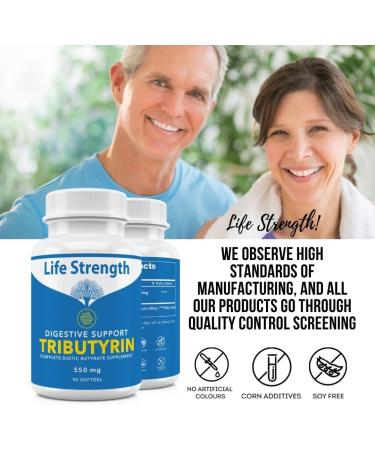 Life Strength Tributyrin Butyrate Supplement | Digestive & Immune Support | Probiotics | 550mg, 90 Capsules - Buy Online on GoSupps.com