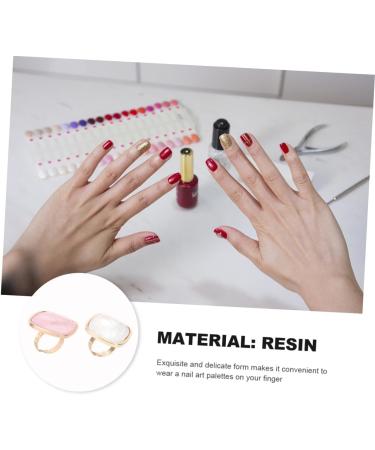 Palette Annulaires de Nail Art en R sine Effet Coquillage Lot de 2 Pi ces Grosse Taille Blanc et Rose Marbr pour Artistes et Amateurs de Manucure Usage Professionnel et Personnel - Buy Online on GoSupps.com