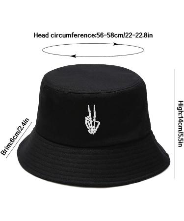 XYIYI Fashion Embroidered Bucket Hat for Women and Girls - Skull Finger Print Design - Buy Online on GoSupps.com