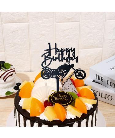 Silars 2pc Motorcycle Cake Topper - Happy Birthday Acrylic Decorations for Motorbike Enthusiasts - Buy Online on GoSupps.com