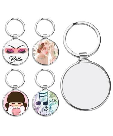 O BOSSTOP 10PCS Sublimation Blanks Keychains Metal Round Key Rings for Heat Press Round