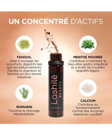 Lashil Beauty - Compl ment Alimentaire - Soulager les inconforts digestifs - Shots Ventre plat - Fenouil menthe poivr e romarin calcium zinc - Made in France - Programme 1 Mois 1 unit (Lot de 2) - Buy Online on GoSupps.com