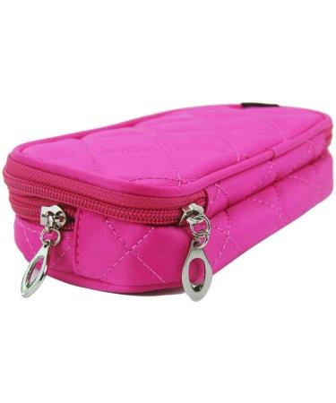 Premium Hot Pink Make-Up Bag for Women | 2 Layer Travel Kit Organizer with Mirror & Brush Pockets | Professional Cosmetic Case - Buy Online on GoSupps.com