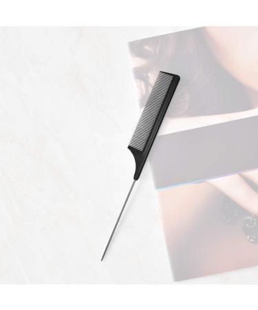 Professional Anti-Static Carbon Fibre Metal-Pin Tail Comb - Heat Resistant Salon Rattail Comb with Non-Skid Paddle Fine Tooth Design in Black - Buy Online on GoSupps.com