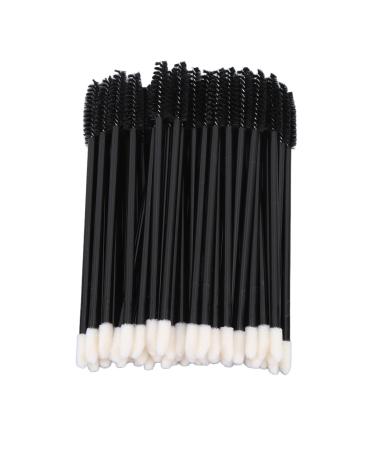 Eyelash Brush Disposable Eye Lash Brush Double Ended 11.7cm Length Rounded Beveled Brush Soft for Eyebrow (Black)
