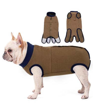 Convinit Dogebody after op castration recreational suit for dogs breathable wound protection suits for male/bitches dogs one -piece attached with the help of push buttons alternative neck rope brown l l brown