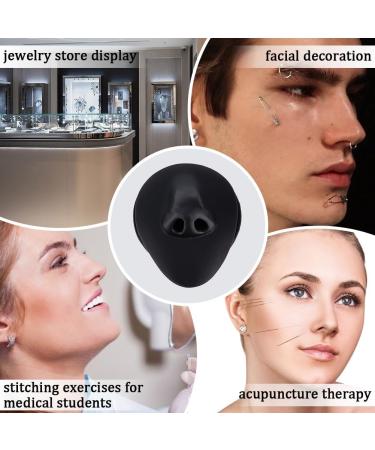 OLYCRAFT Black Silicone Nose Model with Acrylic Display Stands Soft Silicone Flexible Model Rubber Nose Displays Model for Practicing Piercing Jewelry Display Teaching Instructions - Buy Online on GoSupps.com