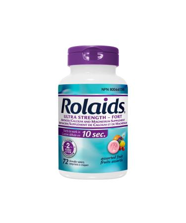 Rolaids Ultra Strength Antacid Fruit Flavoured 72ct Fast Heartburn Relief