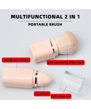 CHANGAR Retractable Travel Makeup Brushes - 2 in 1 Portable Blush & Foundation Brush with Cover - Perfect for On The Go Beauty - Buy Online on GoSupps.com