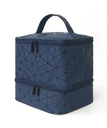 Sac Pour Vernis Semi Permanent 30 Bouteilles Sac De Rangement De Vernis Ongles Portable Cosm tique Grand Sac Main Organisateur Avec Poign e For Voyage 2 Couches Sac D'huile Essentielle 23.5 Cm * 2 Blue