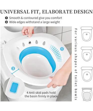 Sitz Bath for Hemorrhoids, Postpartum Care & Inflammation Relief - Foldable Over-The-Toilet Seat Basin for Pregnant Women - Yoni Steam & Perineal Soaking Tub with Bonus Towel - Buy Online on GoSupps.com