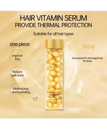 Cic Tiv Hair Serum with Keratin & Castor Oil Damaged Hair Repair Deep Hydration Soft & Shiny Hair Heat Protection No Rinse 50 Capsules for Healthy Locks - Buy Online on GoSupps.com